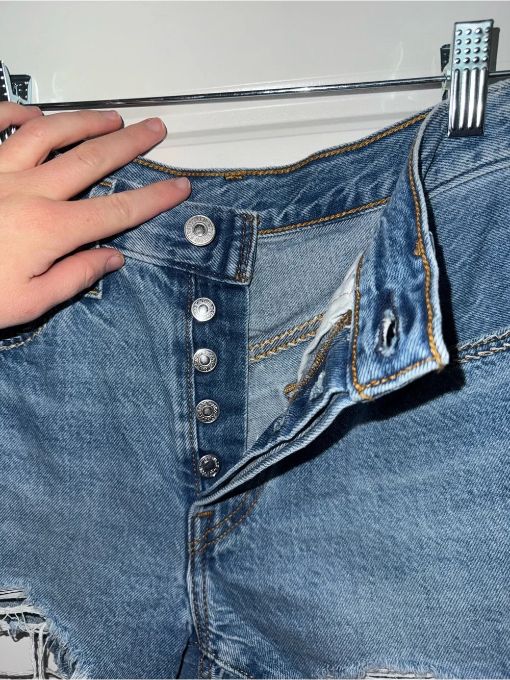Levi’s 501 Denim Shorts with Pocket Embroidery